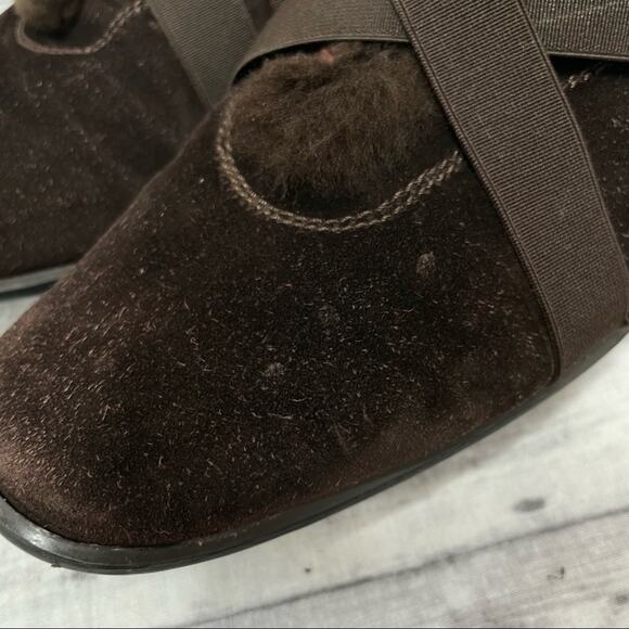 STUART WEITZMAN Suede Faux Fur Sneaker Shoes Womens Size 9.5 Brown Winter Spain - Picture 9 of 10